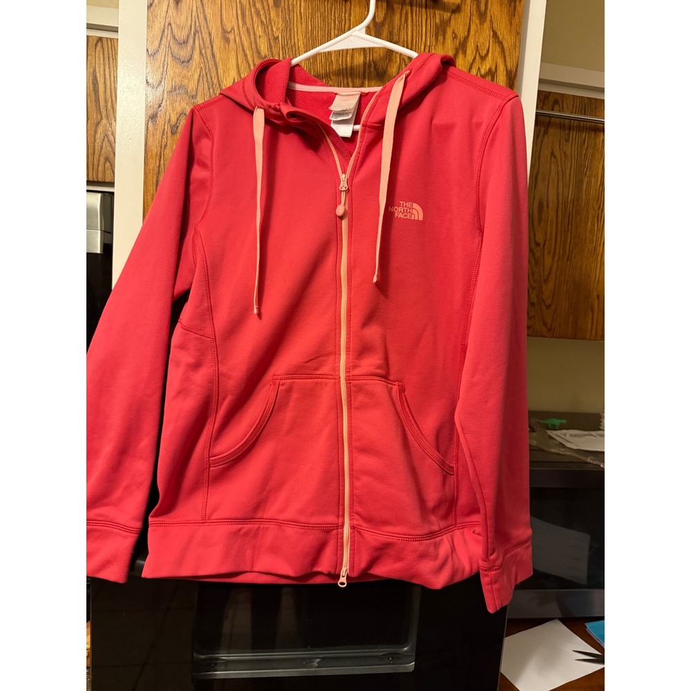 The North Face Women's Full‎ Zip Hoodie Coral Pink Fleece Lined Size L